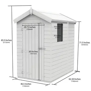 4ft x 5ft Apex Shed - Single Door with Windows