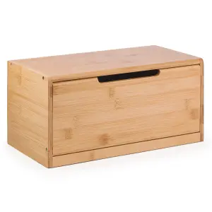 Woodluv Bread Bin Countertop Bread Storage for Kitchen With Drop Down Front Lid, 36.5 x 19.5 x 17.5 cm