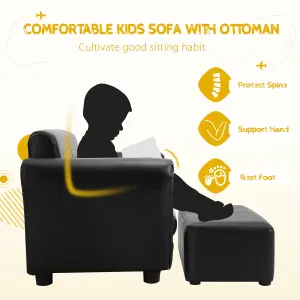 Costway Kids Sofa Set 2 Seat Children Couch Upholstered Armchair Lounge w/ Footstool