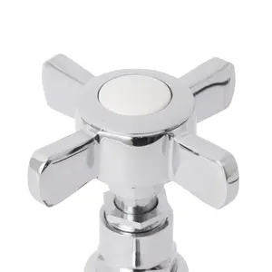 GoodHome Gloss chrome effect Angled Manual Radiator valve (Dia)15mm, Pack of2