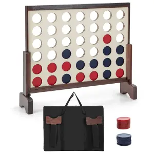 Costway 4-to-Score Game Wooden 4-in-a-row Game Set w/ 42 PCS Jumbo Rings