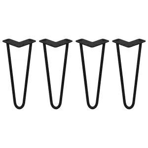 4 x Hairpin Leg - 12 - Black - 2 Prong - 12m