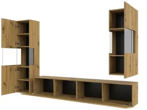 Ava 10 Oak Artisan Entertainment Unit - W1800mm x H300mm x D350mm - Chic Media Storage Solution