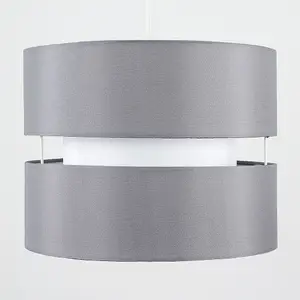 ValueLights Sophia Grey Ceiling Pendant Shade and B22 GLS LED 10W Warm White 3000K Bulb