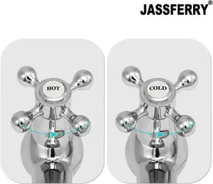 JASSFERRY Victorian Pair of Bathroom Basin Pillar Taps 1/4 Turn Crosshead Polished Chrome 1/2"