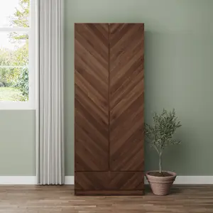 GFW Catania 2 Door 1 Drawer Wardrobe Royal Walnut