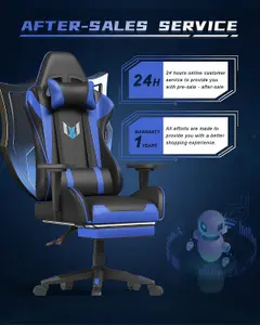 Ergonomic Design PC Swivel Gaming Chair with Footrest, Cushion and Reclining Backrest