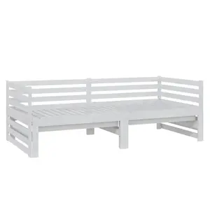 Berkfield Pull-out Day Bed White Solid Pinewood 2x(90x200) cm