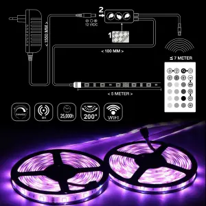 RGB LED STRIP LIGHTS,5M,Color changing by remote and app control