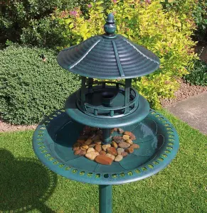 FREE STANDING COPPER BIRD BATH & FEEDER - RESIN ORNAMENTAL TABLE - ROT PROOF. NO TOOLS ASSEMBLY