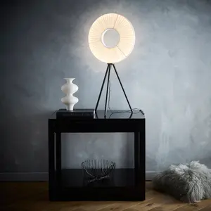 Riley Black Led Table Lamp with White Shade