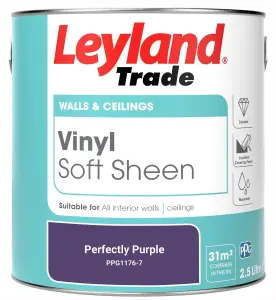 Leyland Trade Vinyl Soft Sheen Walls & Ceilings Emulsion Paint Perfectly Purple (PPG1176-7) - 2.5L