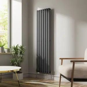 Right Radiators 1800x480 mm Vertical Single D Shape Flat Panel Designer Radiator Anthracite