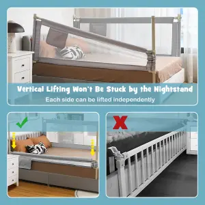 Costway Bed Rail for Toddlers 24-Level Height Adjustable Safety Bed Guardrail