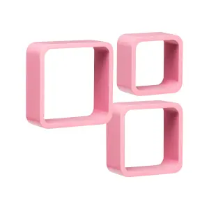 Maison by Premier Set Of Three Pink Mdf Wall Cubes