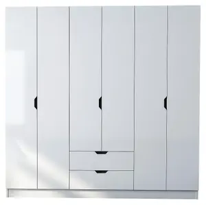 BERGEN 6 Door 2 Drawer White Wardrobe