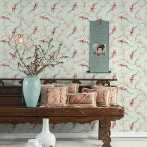 Asian Fusion Koi Wallpaper Pale Teal AS Creation 37462-1