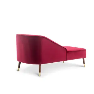 Left Hand Chaise Lounge in Velvet Scarlet Red