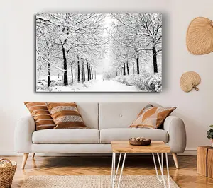 Winter In The Park Black And White Canvas Print Wall Art - Medium 20 x 32 Inches