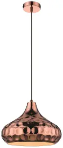 Luminosa Spring Large Dome Ceiling Pendant Black, Copper, E27