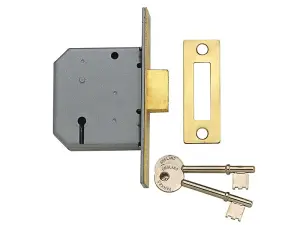 Yale Locks PM322 3 Lever Mortice Deadlock Polished Brass 79mm 3in