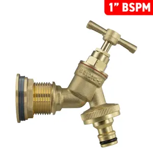 water butt/storage tank outlet adaptor with brass bib tap,requires a 26mm hole