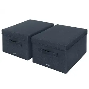 Leitz Velvet Grey 2-Pack Fabric Storage Box with Lid Medium