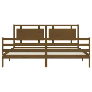 Berkfield Bed Frame with Headboard Honey Brown 200x200 cm Solid Wood