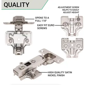 AFIT Full Overlay 110 Degree Sprung Clip-On Kitchen Cabinet Hinge 35mm - c/w Euro Screws - Each