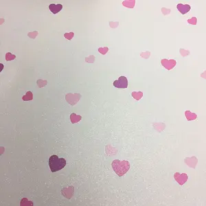 Love Hearts Glitter Wallpaper Textured Vinyl White Pink Purple Paste The Wall