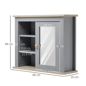 kleankin Bathroom Mirror Cabinet Storage Organizer with Open Inside Shelves