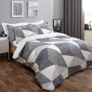 Textured Geometric Duvet Cover with Pillowcase