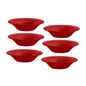 Purely Home Crackle Red Melamine Low Bowls - Set of 6