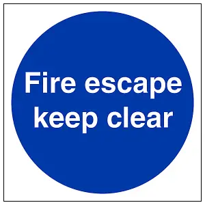 Fire Escape Keep Clear Door Sign - 1mm Rigid Plastic - 200x200mm (x3)