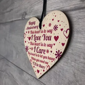 Red Ocean Anniversary Gift For Her Anniversary Gift For Him Wood Heart Anniversary Card For Girlfriend Boyfriend Husband Wife