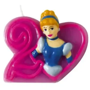 Cinderella Number 2nd Birthday Candle Pink/Blue/Yellow (One Size)