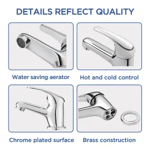 BATHWEST Chrome Brass Bathroom Basin Mixer Taps Monobloc Sink Mixer Taps Single Lever