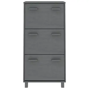 Shoe Cabinet HAMAR Dark Grey 59.5x35x117 cm Solid Wood Pine