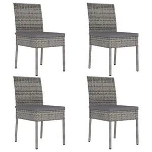 Berkfield Garden Dining Chairs 4 pcs Poly Rattan Grey