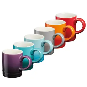 Cooks Professional 6 x Espresso Cups Mugs Set Stoneware Multi-Coloured Ceramic