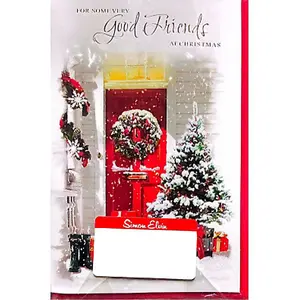 Simon Elvin Good Friend Christmas Card (Pack of 6) Red/White (One Size)