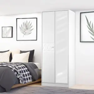 San Jose Ready assembled Contemporary White Tall Double Wardrobe With 1 mirror door (H)1960mm (W)740mm (D)520mm