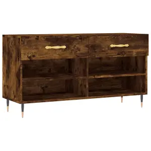 Berkfield Shoe Bench Smoked Oak 102x35x55 cm Engineered Wood