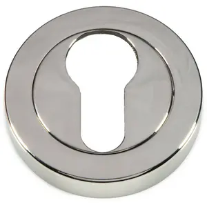 50mm Euro Profile Round Escutcheon Concealed Fix Polished Nickel Keyhole Cover