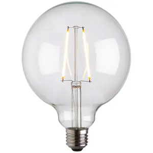 125mm GLOBE LED Filament Light Bulb CLEAR GLASS E27 Screw 2W Warm White Lamp