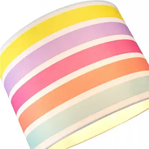 Modern and Cute Multi Coloured Rainbow Stripe Cotton Fabric Lamp Shade - 12