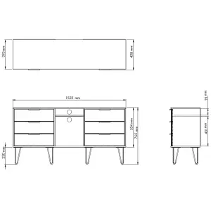 Cube Ready assembled Matt indigo & white Media unit with 2 shelves & 6 drawers, (H)152cm x (W)74cm x (D)39.5cm