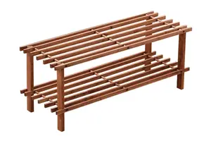 Essentials by Premier Dark Cedar Wood 2 Tier Shoe Rack