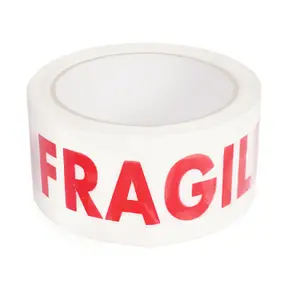 36 Rolls 50mm x 66m Printed Fragile Tape Easy Tear Water Resistant Perfect For Sealing Packages