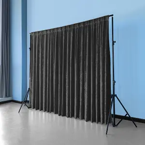 3x3M Crushed Velvet Backdrop, Photography Background Blackout Curtain - Black